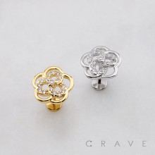 INFINITE ROUND FLOWER MULTI CZ THREADLESS (PUSH IN) 316L SURGICAL STEEL LABRET SET